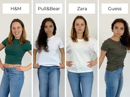 Collage of Moincoins employees testing fast fashion T-shirts for sustainability