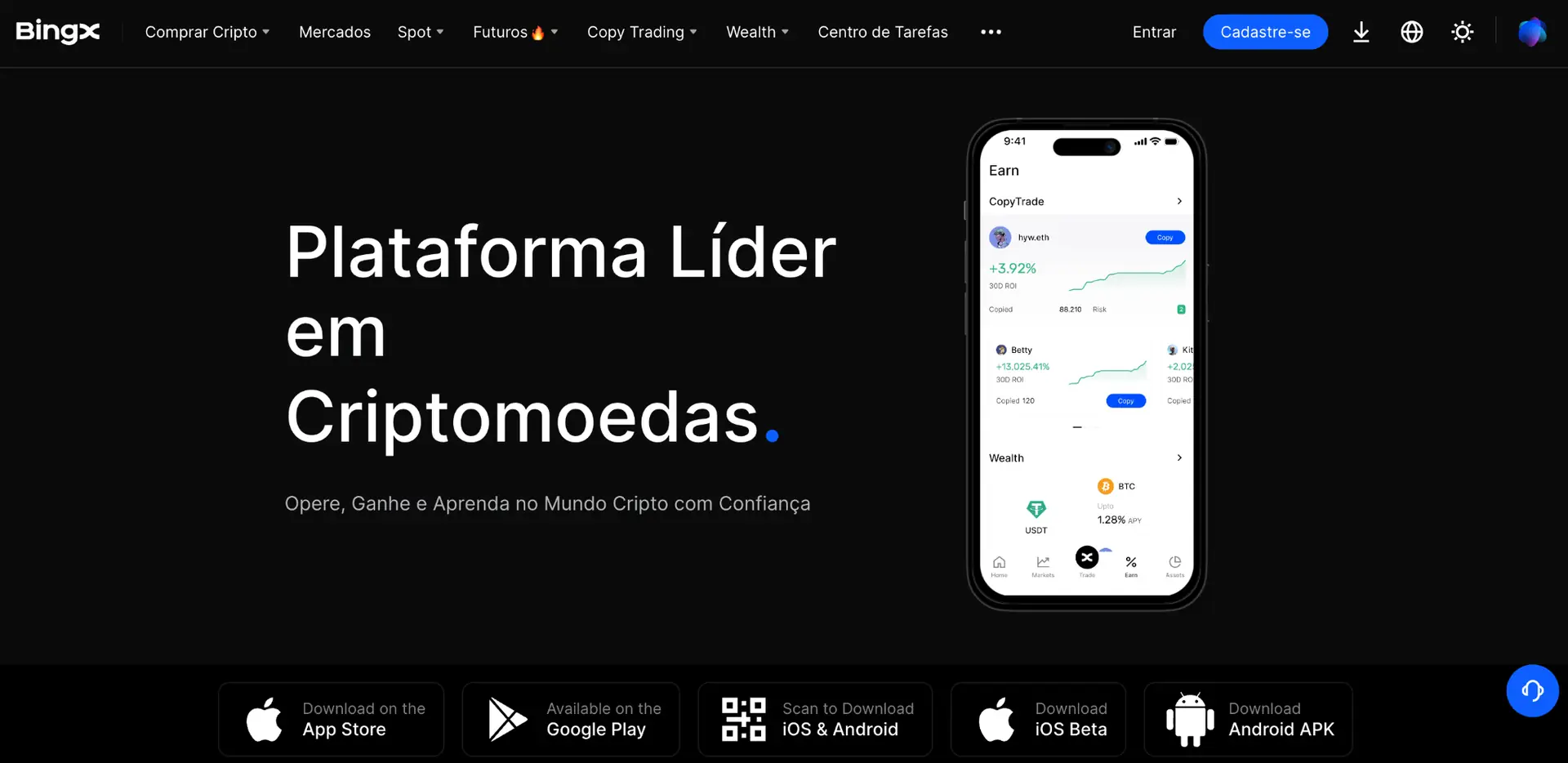 BingX trading platform showing crypto investment