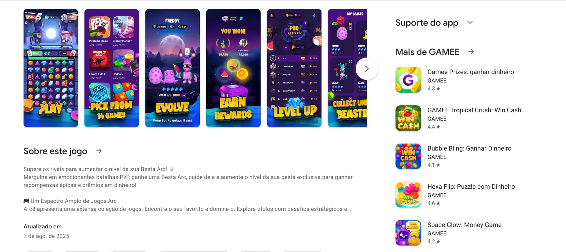 Game arcade platform featuring mobile games