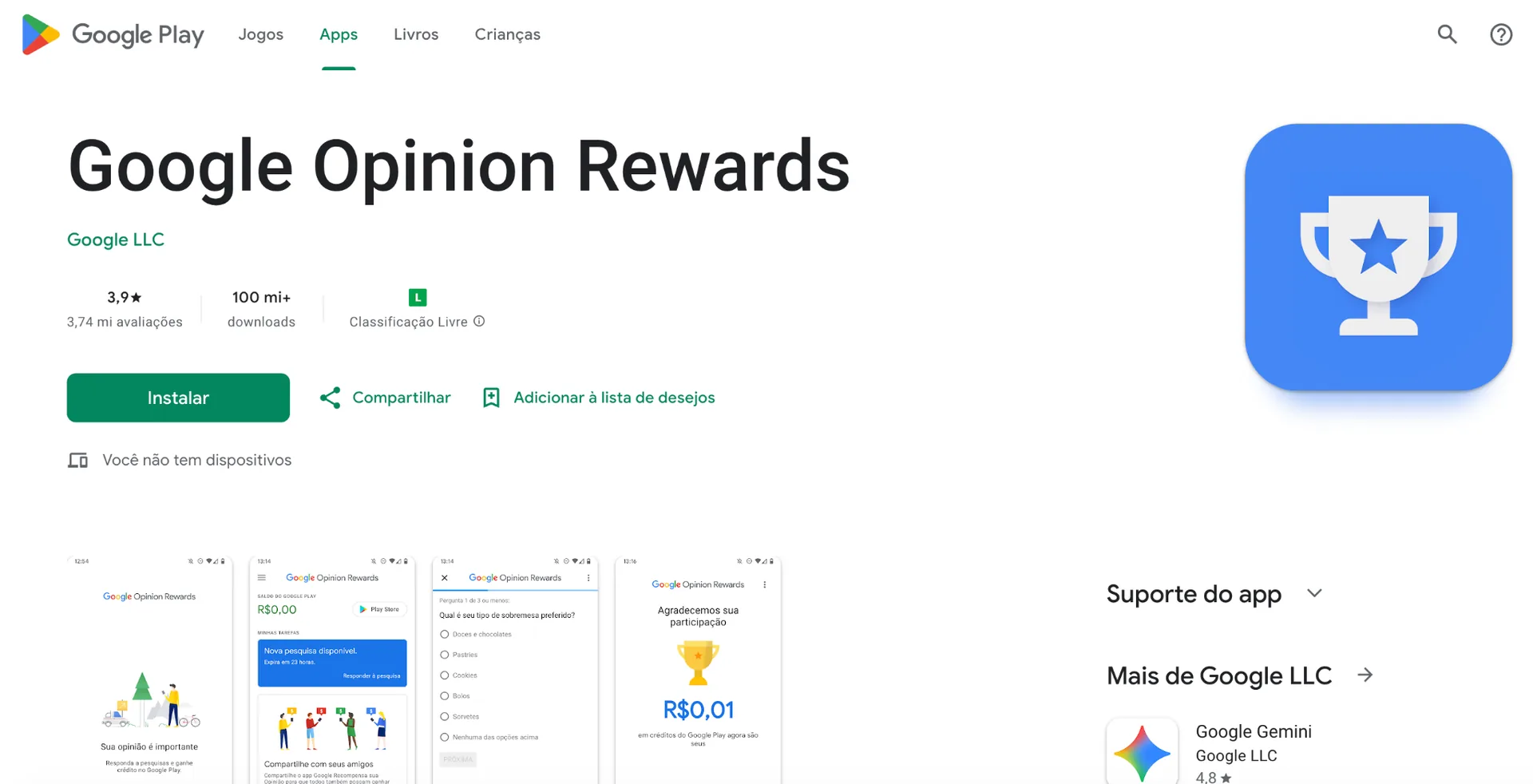 Google Opinion Rewards app offering surveys
