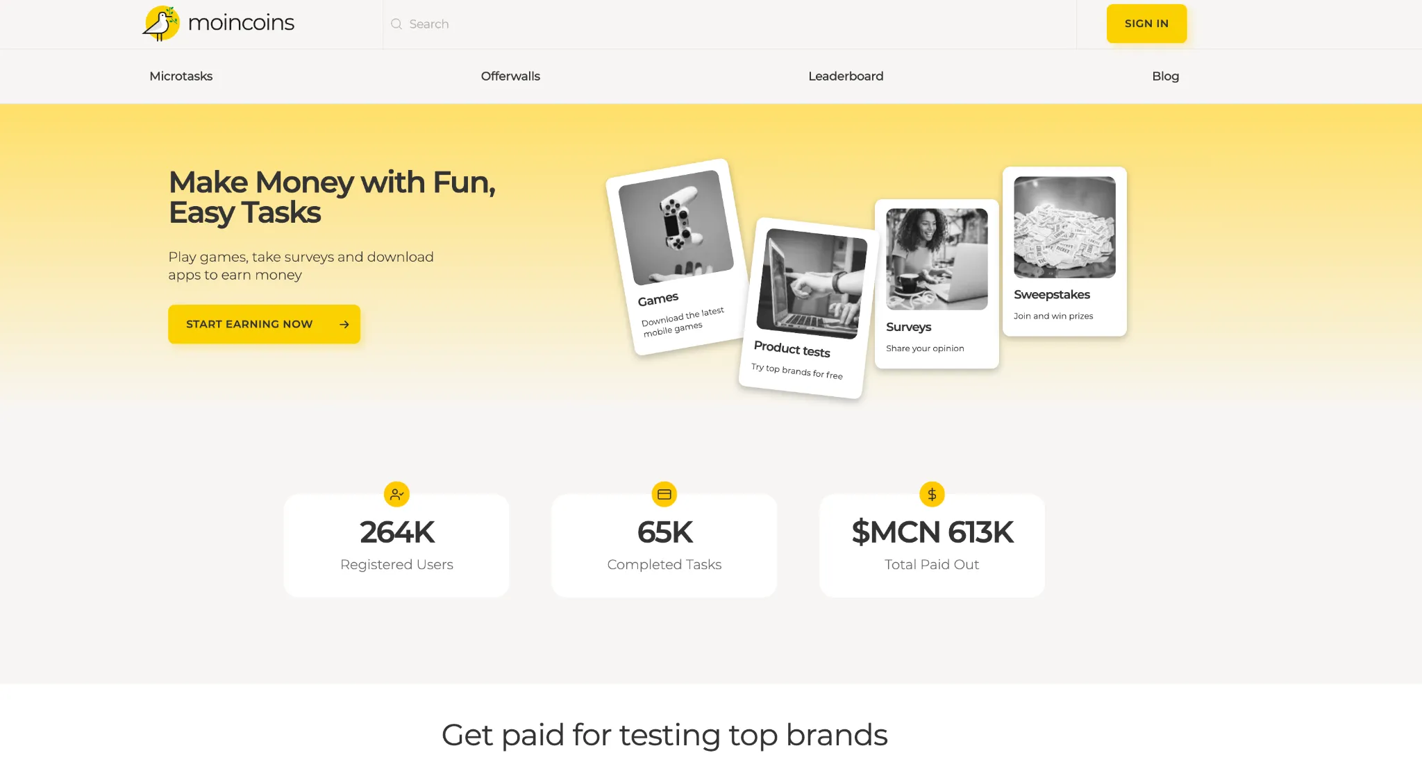 Moincoins earn money tasks