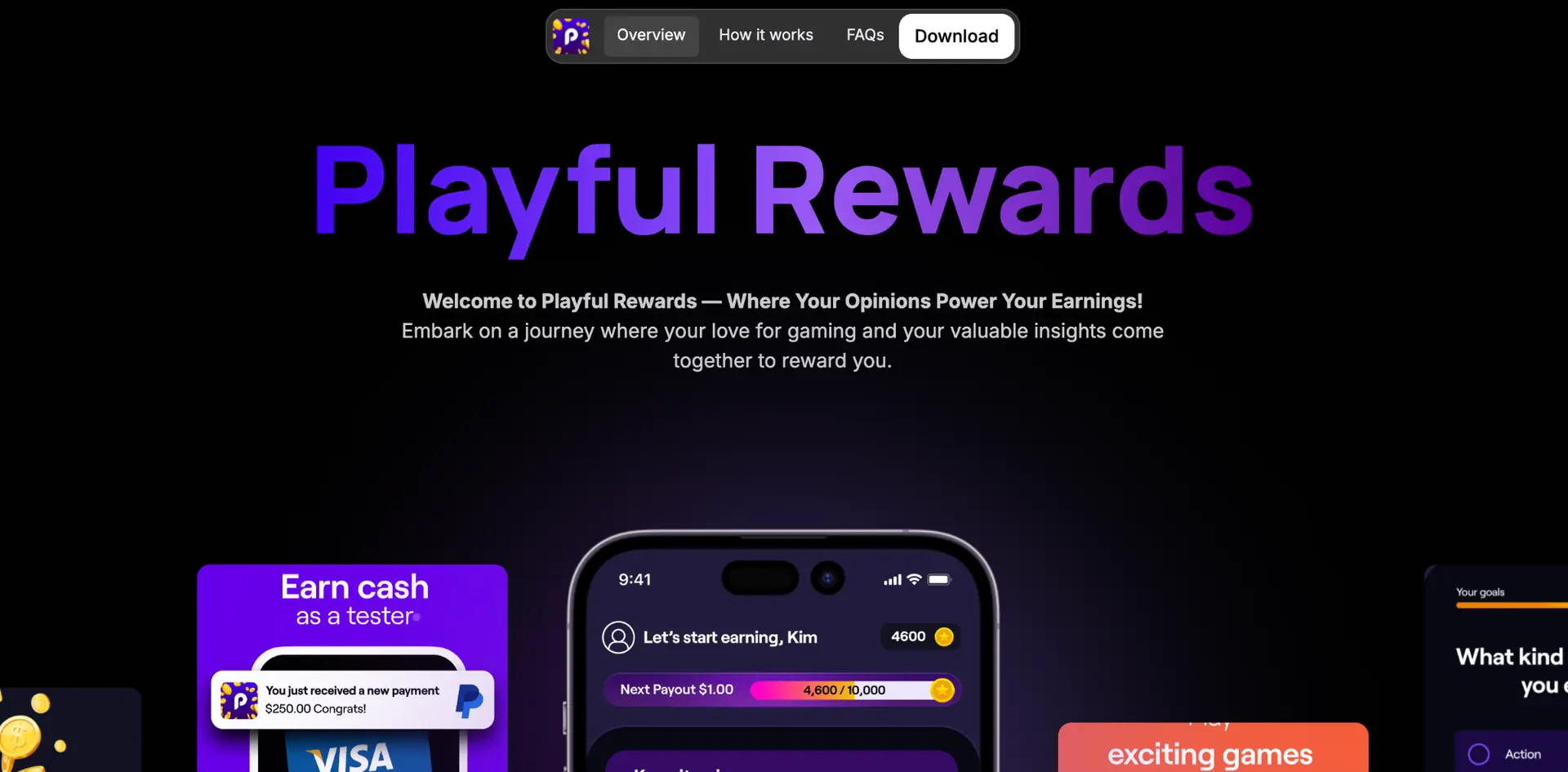 Playful Rewards website promoting earning money