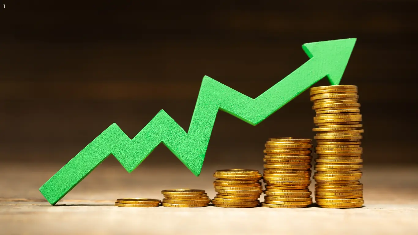 Rising profits coin stack