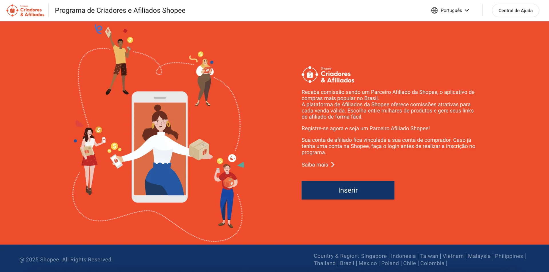 Shopee Brazil affiliate program page
